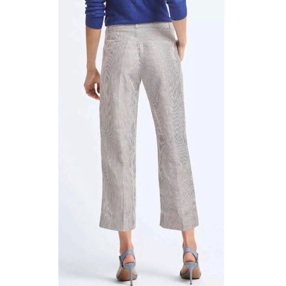 NWOT BANANA REPUBLIC Logan Pants Stripe Linen Blend Color Gray/White Work Size 8 - Picture 3 of 10